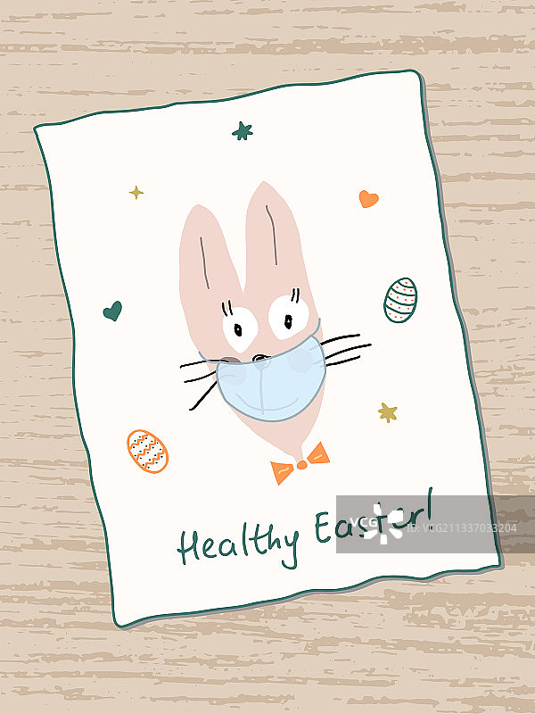 戴口罩的复活节兔子图片素材