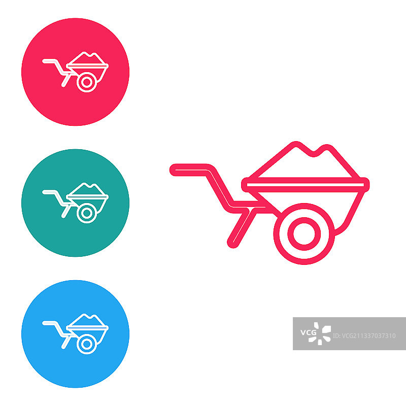 红色线条独轮手推车图标图片素材