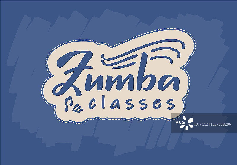 Zumba课程蓝色字体贴纸图片素材