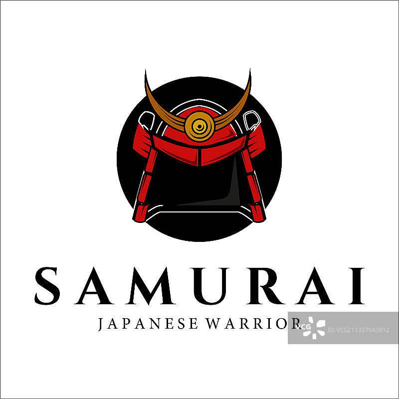 武士盔甲头盔复古logo模板图片素材