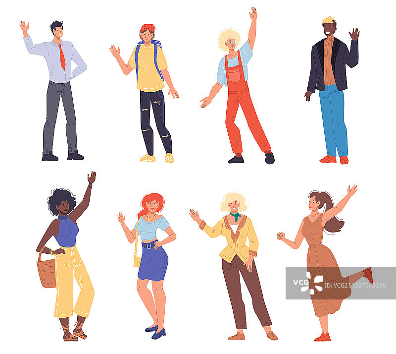 扁平卡通人物问候合集图片素材