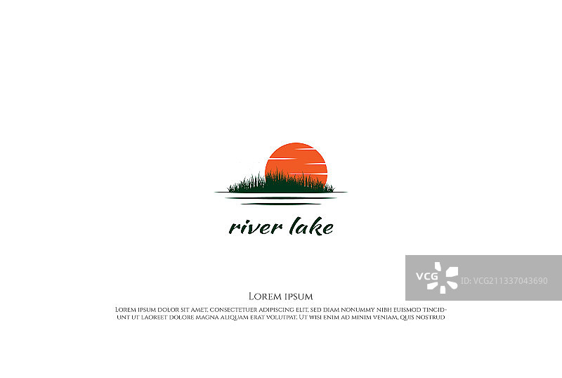 日落日出草地湖泊河流标志图片素材