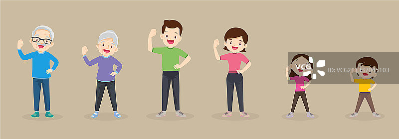 全家一起锻炼，保持健康图片素材