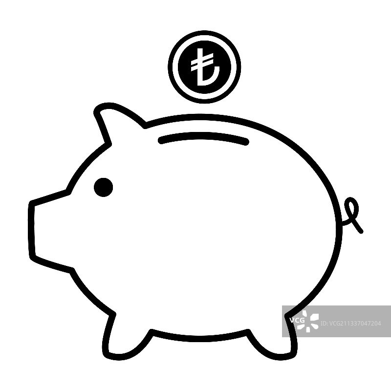 土耳其里拉储蓄罐扁平图标图片素材