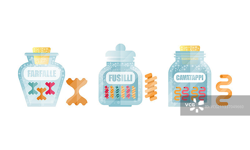 装满干燥通心粉的玻璃罐图片素材