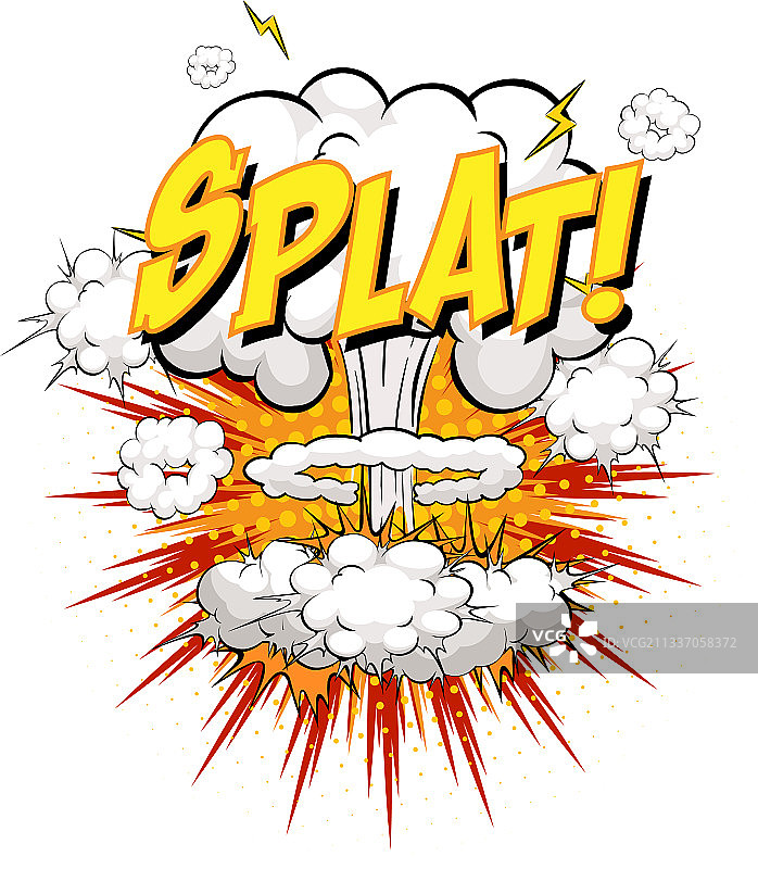 漫画云爆炸效果上的墨迹文字图片素材