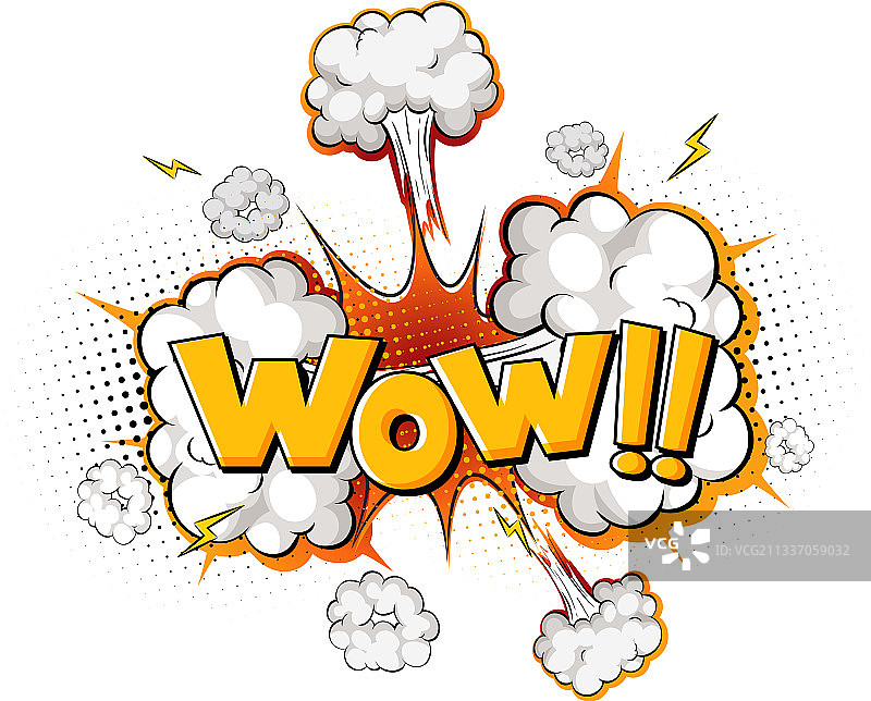 炸弹爆炸隔离上的Wow字样图片素材