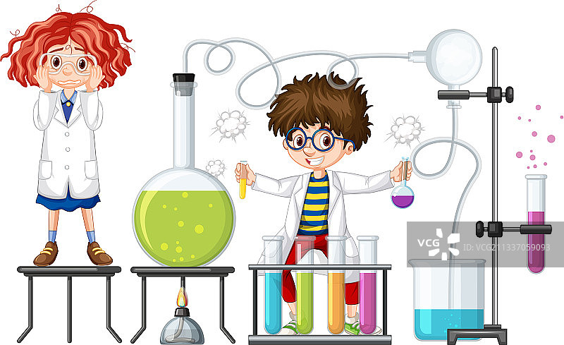 学生们进行化学实验图片素材