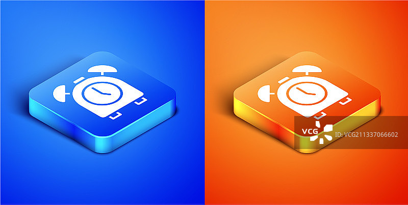 等距闹钟图标隔离在蓝色和图片素材