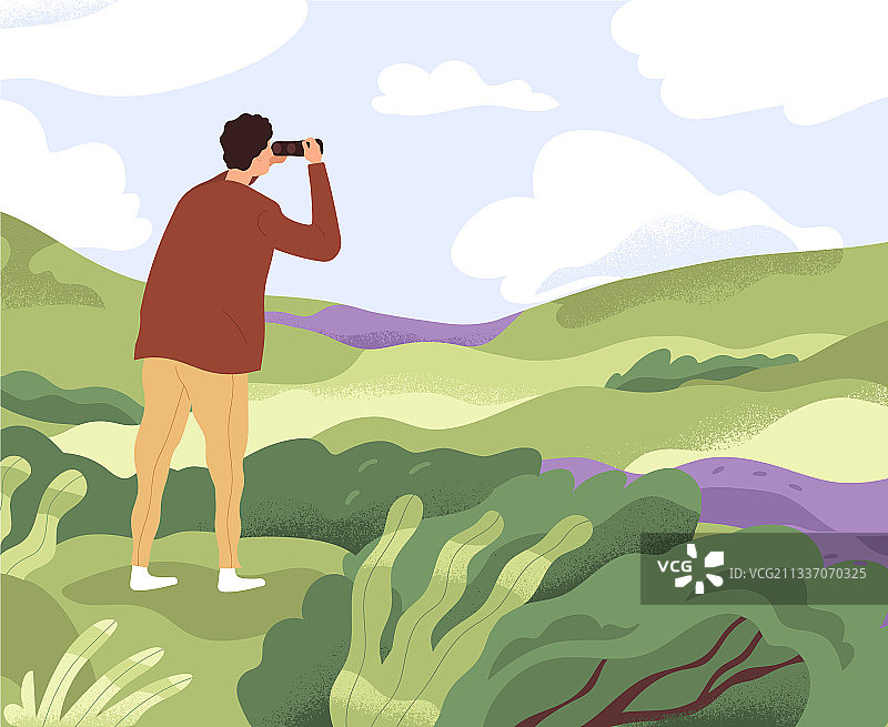 男人用双筒望远镜展望未来图片素材