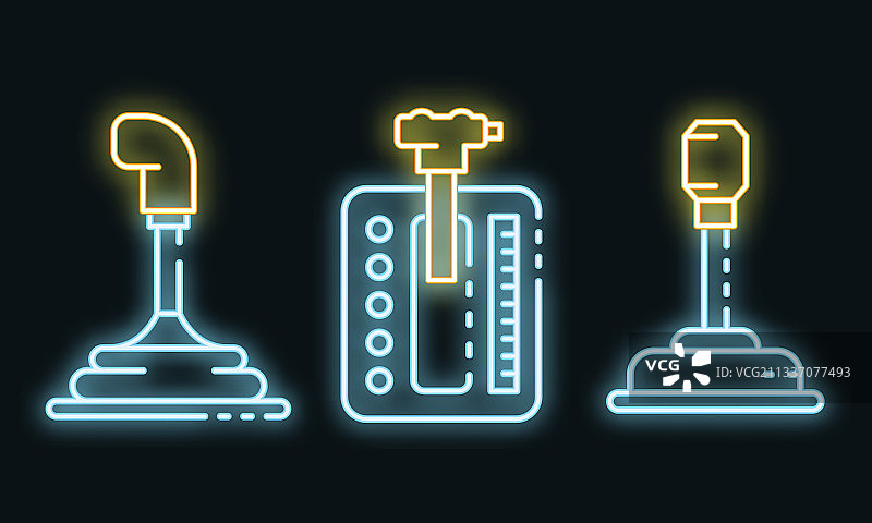 齿轮箱图标霓虹灯套装图片素材