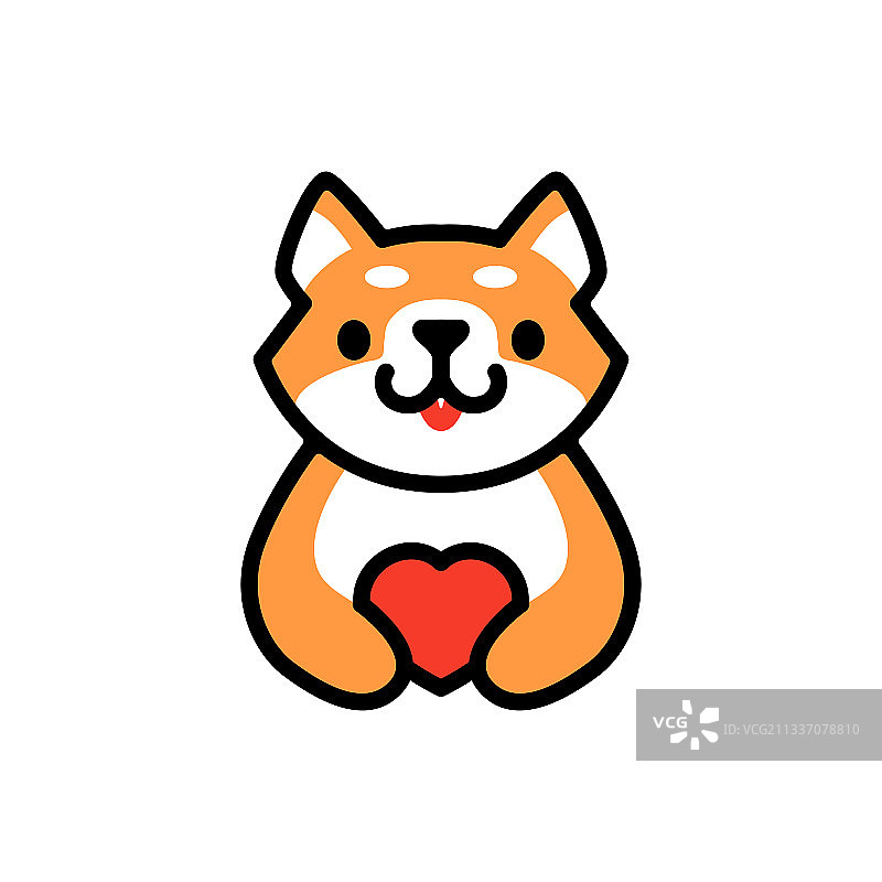 可爱柴犬爱心狗狗卡通标志图标图片素材