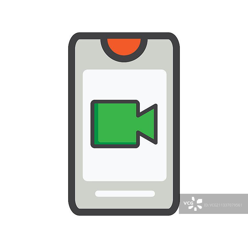 带有视频功能的扁平风格智能手机图标图片素材