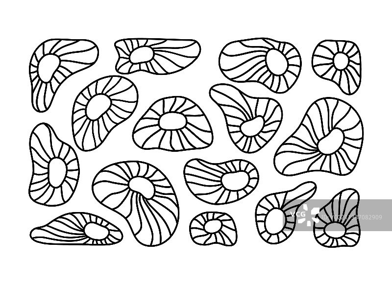 海葵涂鸦图标集轮廓元素图片素材