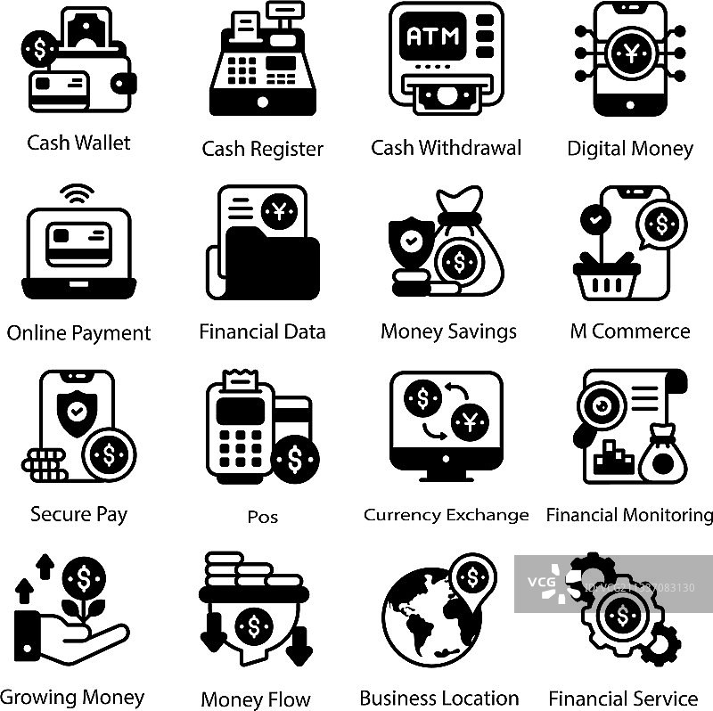 ATM服务和金融科技实体图标图片素材