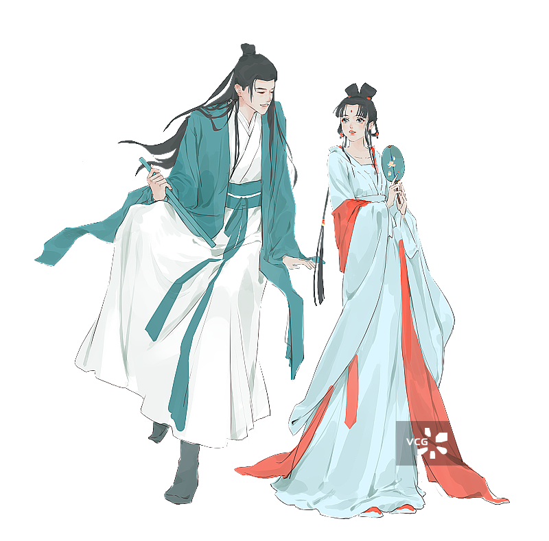 古代汉服情侣图片素材