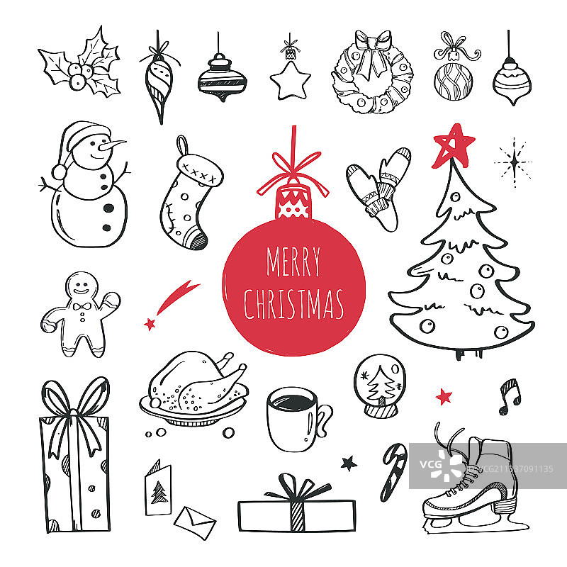 手绘圣诞设计元素图片素材