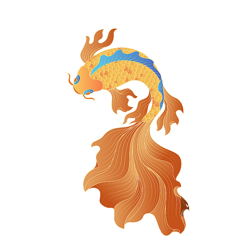 鱼元素图案白色背景图片素材