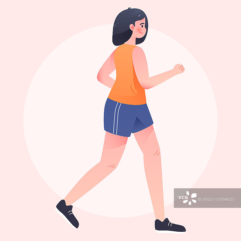 人物跑步运动健身绿色出行减肥瘦身卡通插画图片素材