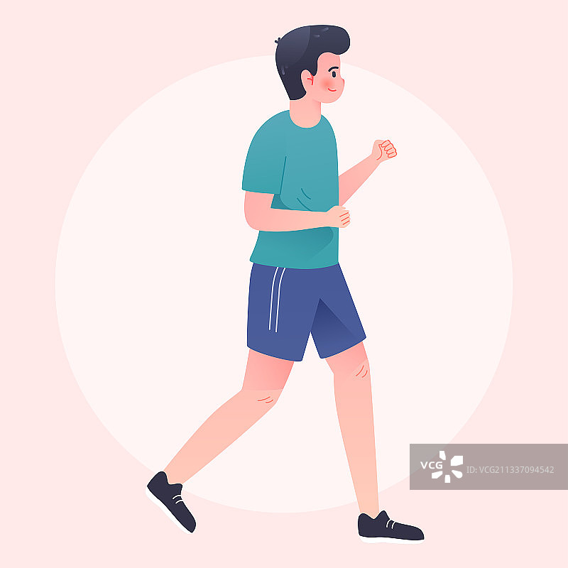 人物跑步运动健身绿色出行减肥瘦身卡通插画图片素材