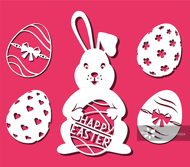 兔子拿着复活节彩蛋（激光）图片素材