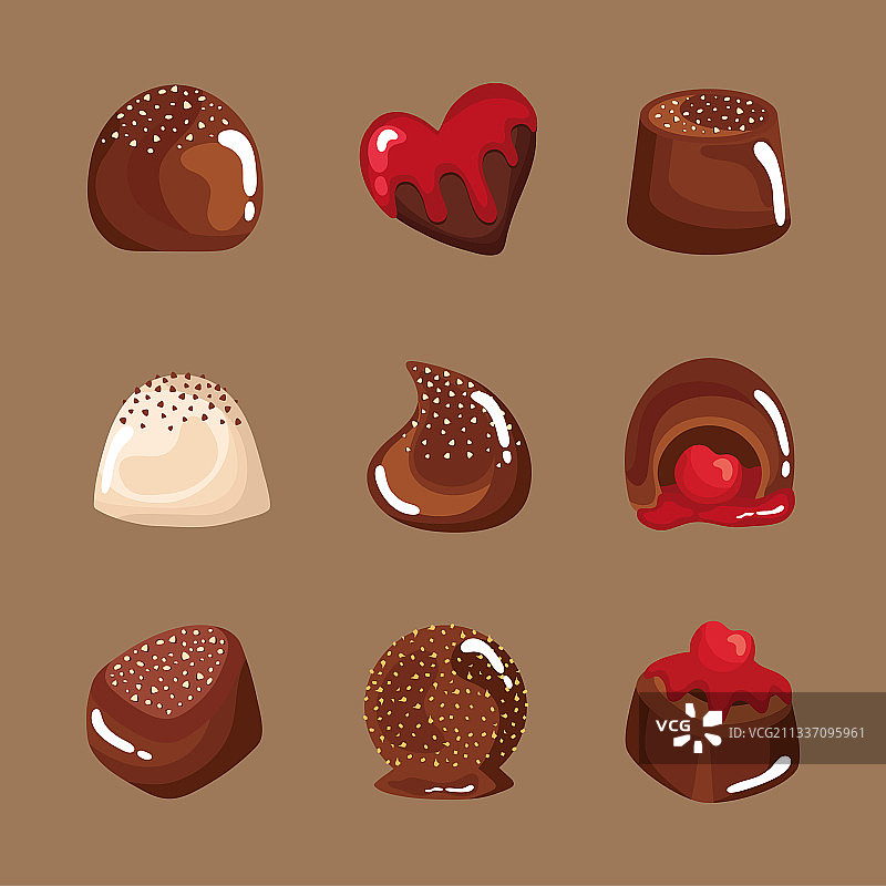 九颗巧克力糖果图片素材