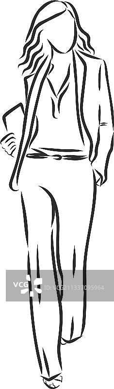 穿着商务套装的女人素描图片素材