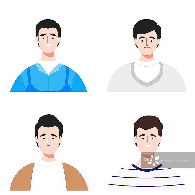 亚洲员工微笑头像扁平化插画合集图片素材