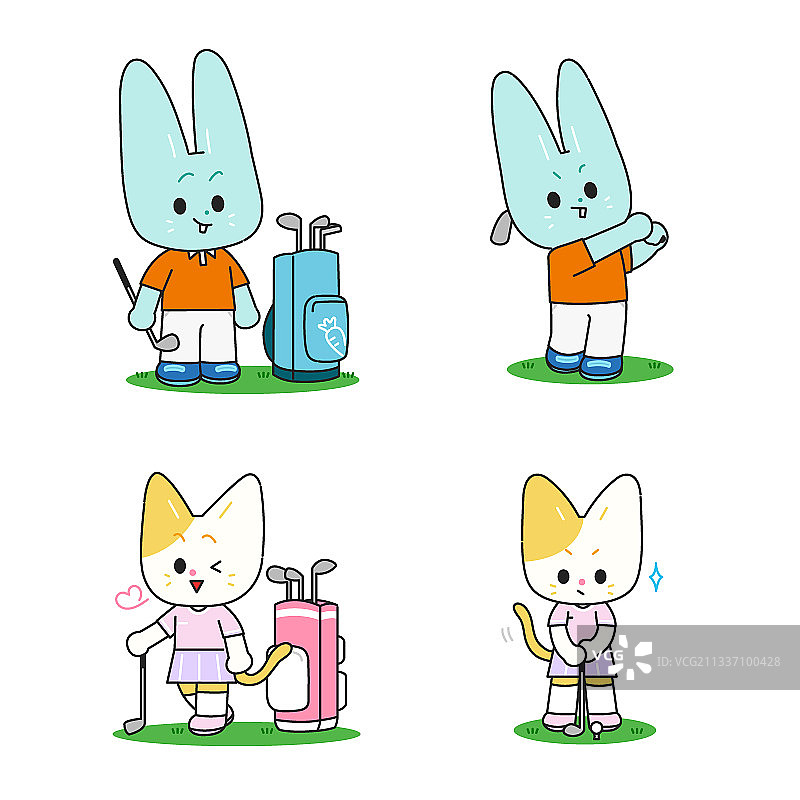 动物角色打高尔夫球图片素材