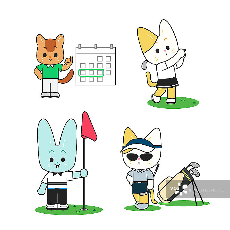 动物角色打高尔夫球图片素材