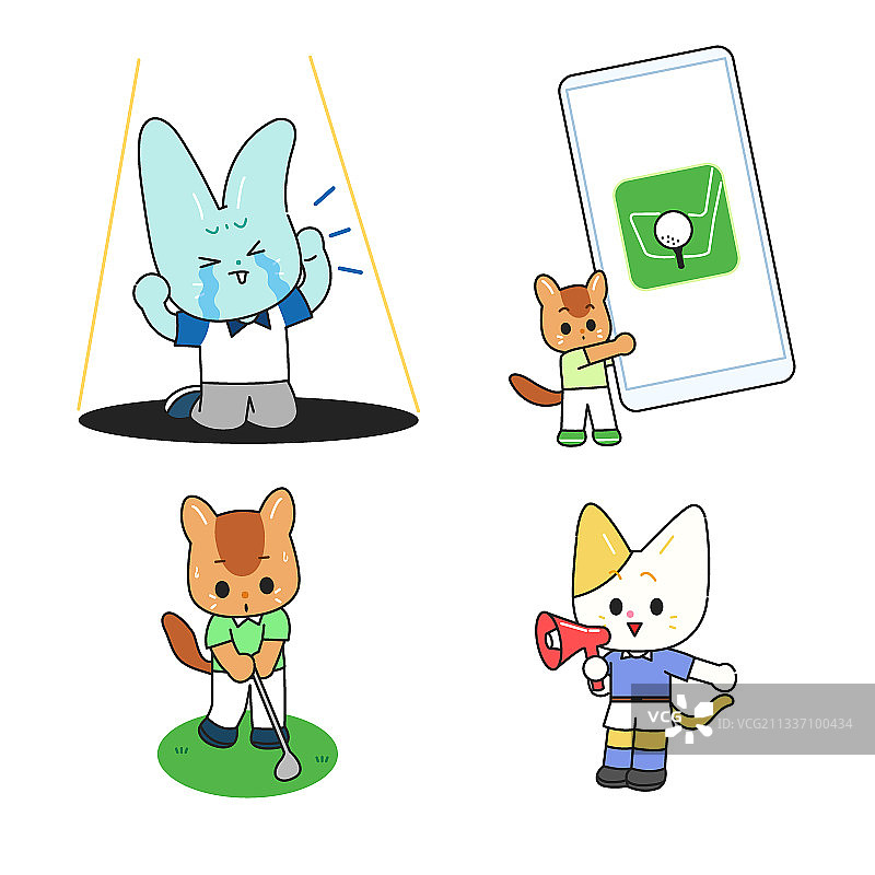 动物角色打高尔夫球图片素材