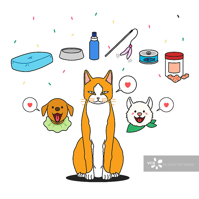 宠物角色与宠物玩具和产品背景图片素材
