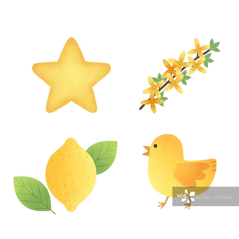 儿童黄色物体颜色教育图片素材