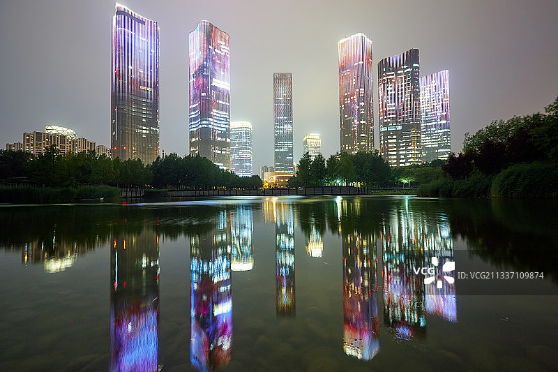 百年庆典北京大望京灯光秀图片素材