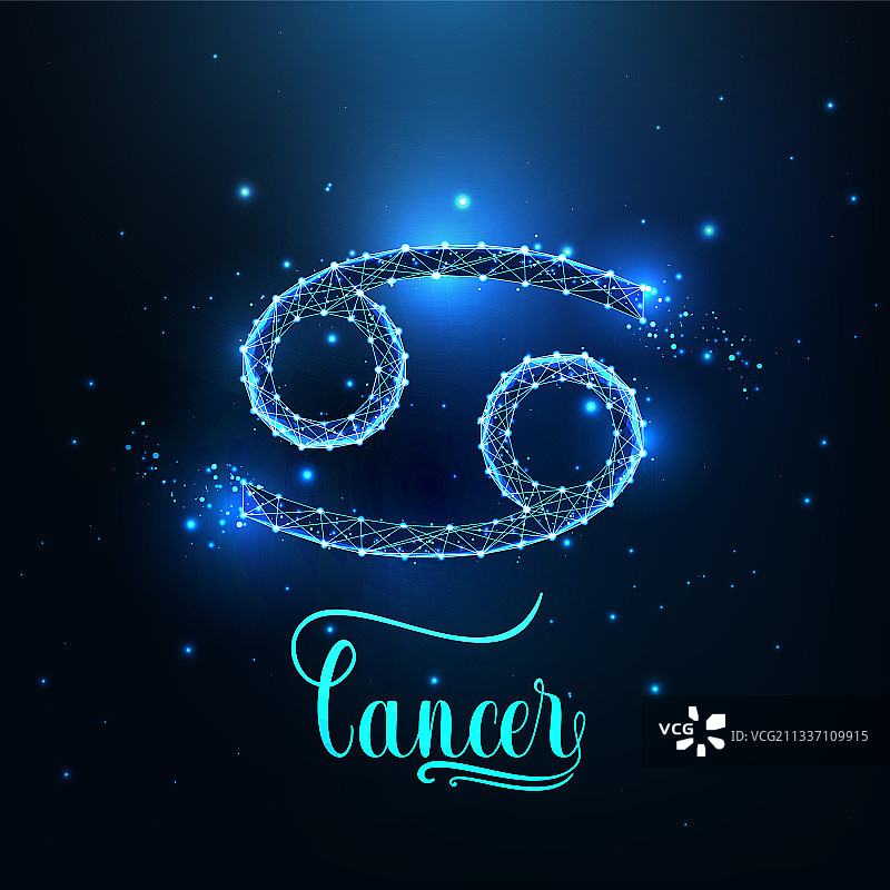 未来发光低多边形癌症星座图片素材