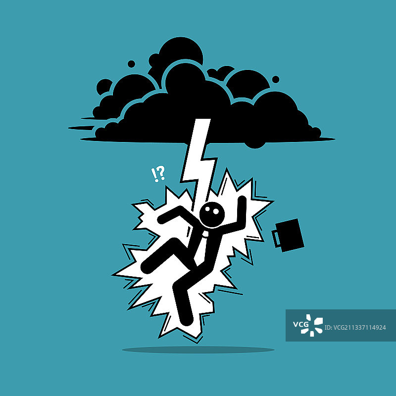 商务人士被闪电击中图片素材