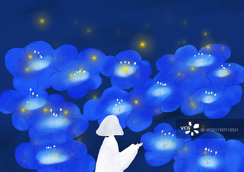 女孩与花海图片素材