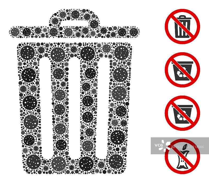 垃圾桶马赛克新冠病毒元素图片素材