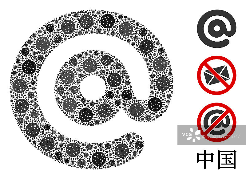 电子邮件符号马赛克新冠病毒元素图片素材