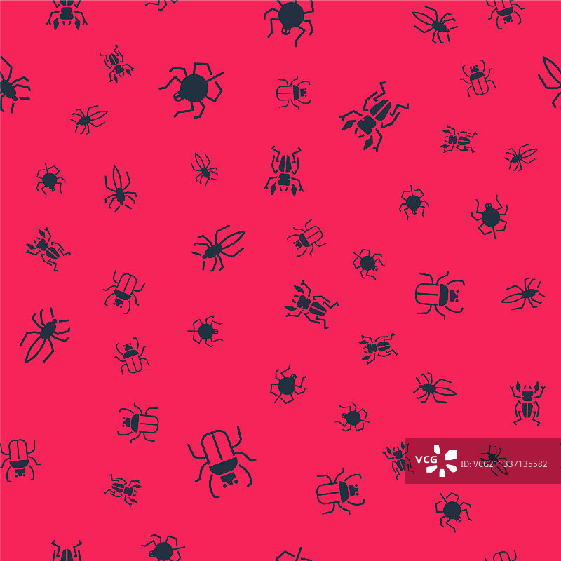 臭虫、蜘蛛和甲虫鹿无缝图案套装图片素材