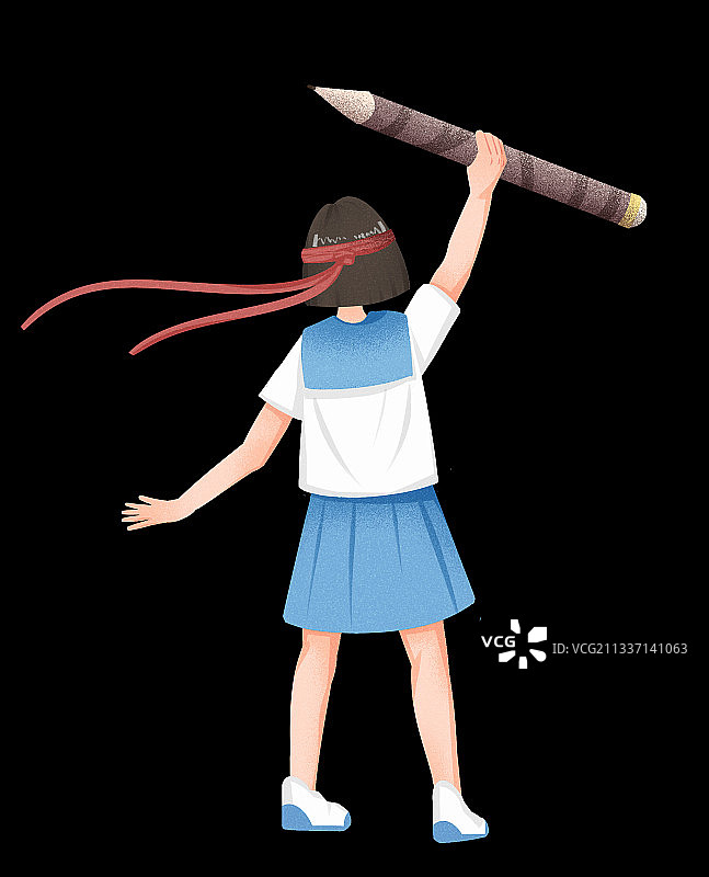 高考女学生向住插画元素图片素材