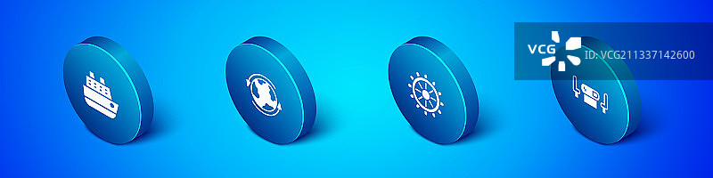 一套2.5D邮轮方向盘图片素材