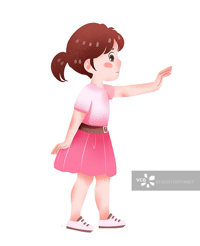 粉红色裙子女孩插画元素图片素材