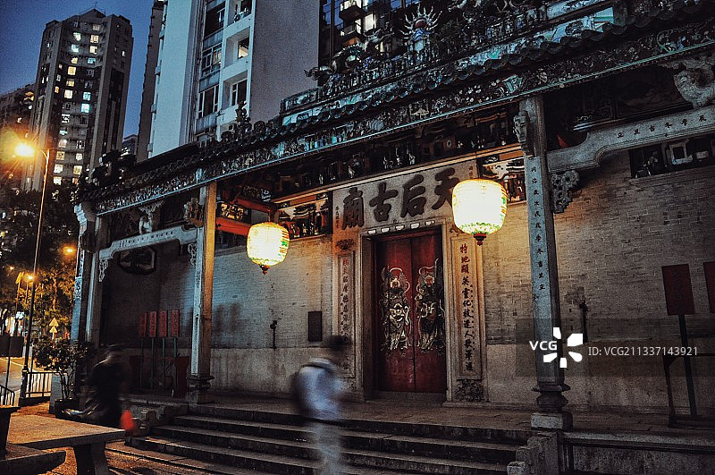 香港铜锣湾天后古庙图片素材