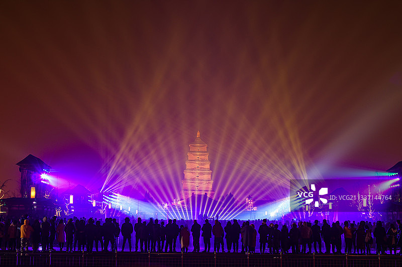 西安大雁塔喷泉图片素材