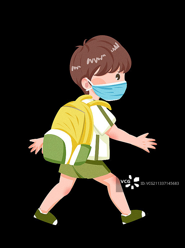 小学生上学插画人物元素图片素材