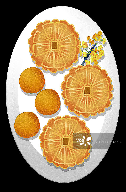 中秋节一盘月饼插画元素图片素材
