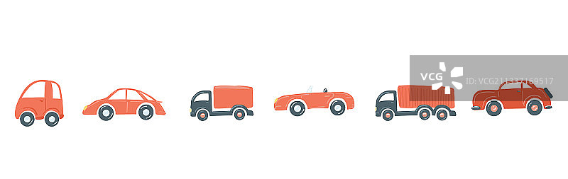 手绘卡通风格红色汽车图片素材