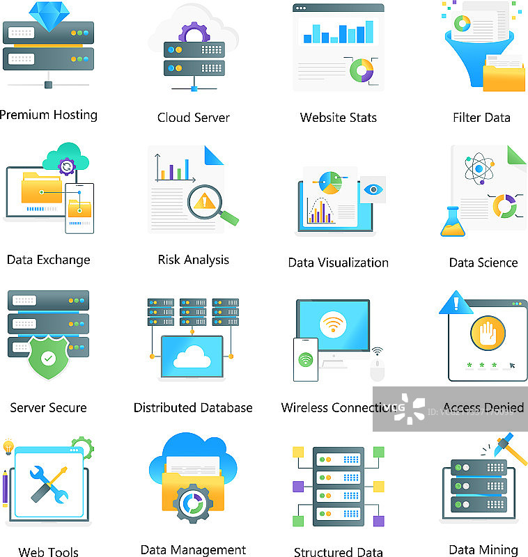 数据管理扁平渐变包图片素材