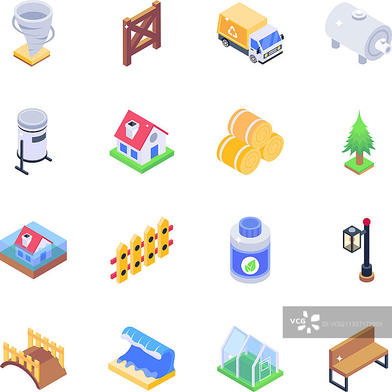 生态与农业等距图标包图片素材